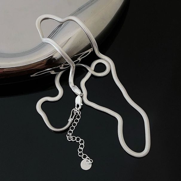 Collana in argento sterling pesante con osso di serpente piatto, nuova moda per donna, tutta abbinata a catena vegetariana_voghion.com