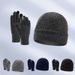 χειμωνιάτικο μάλλινο καπέλο ζεστές ωτοασπίδες γάντια χειμωνιάτικο καπέλο σετ ανδρικό πλεκτό καπέλο συν βελούδινο παχύρρευστο γυναικείο_voghion.com