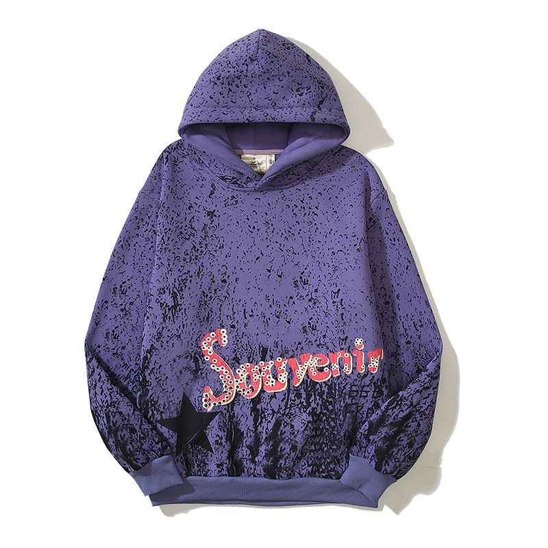 Herrenbekleidung Schneeflocke Punkt Sternenhimmel Stern Druck Retro Distressed Hoodie Pullover Casual Jacke Trend_voghion.com