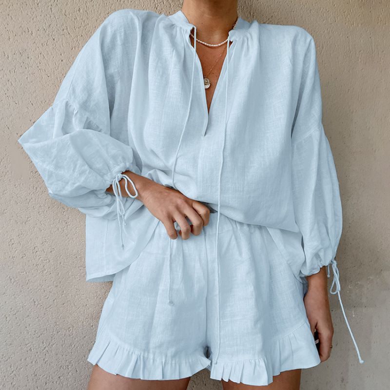Abito casual semplice in pizzo tinta unita stile Sense_voghion.com