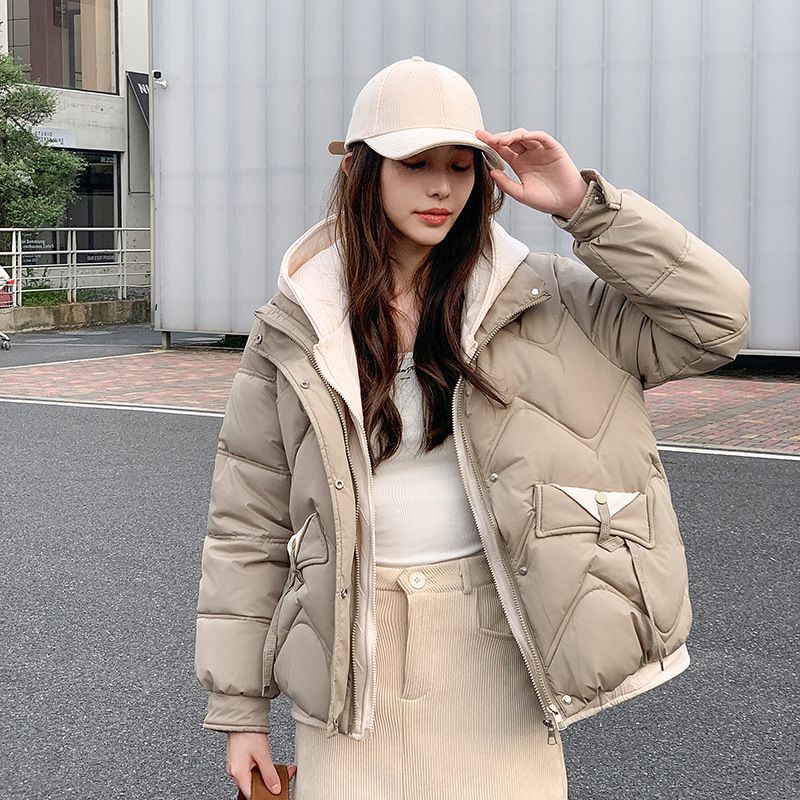 ​​Damen Faux Zweiteiler Pufferjacke – Kuscheliger Wintermantel mit Kapuze in Beige, Schwarz & mehr (M-XXL) | Trendy & Casual Outerwear​​_voghion.com