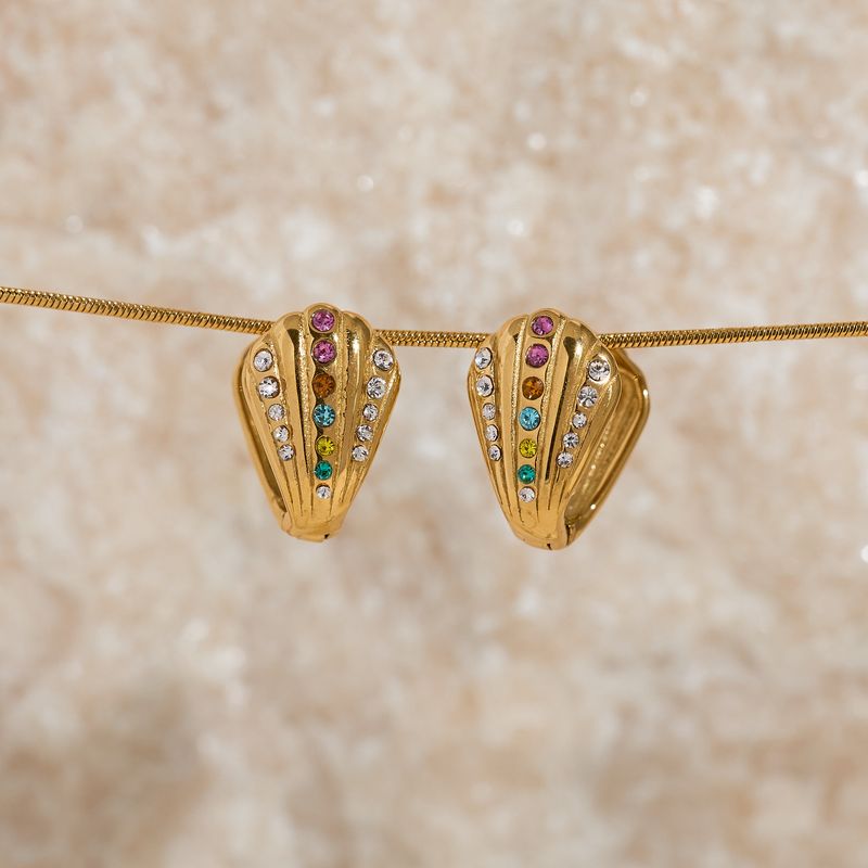 Electroplated Titanium Steel High Value Color Zircon Small Earrings_voghion.com