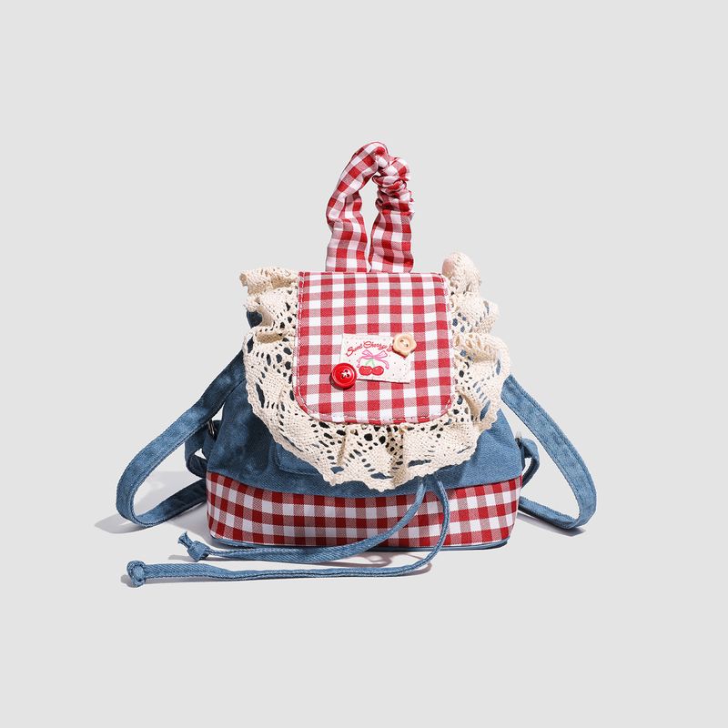 Borsa a tracolla con coulisse in pizzo scozzese, stile coreano, autunno e inverno 2025, nuova moda individuale_voghion.com