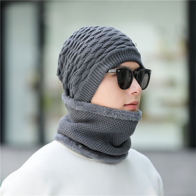 Hat For Warmth, Knitted Plush Sweater Korean Version, Trendy Cycling Cold Hat, Autumn And Winter Men's Cotton Hat_voghion.com