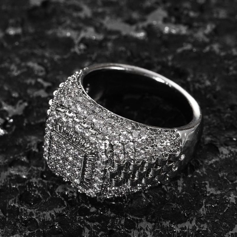Hip-Hop Style Micro-Paved Full Business High Street Trendy Men's Diamond Unique Classic Fashion Ring_voghion.com