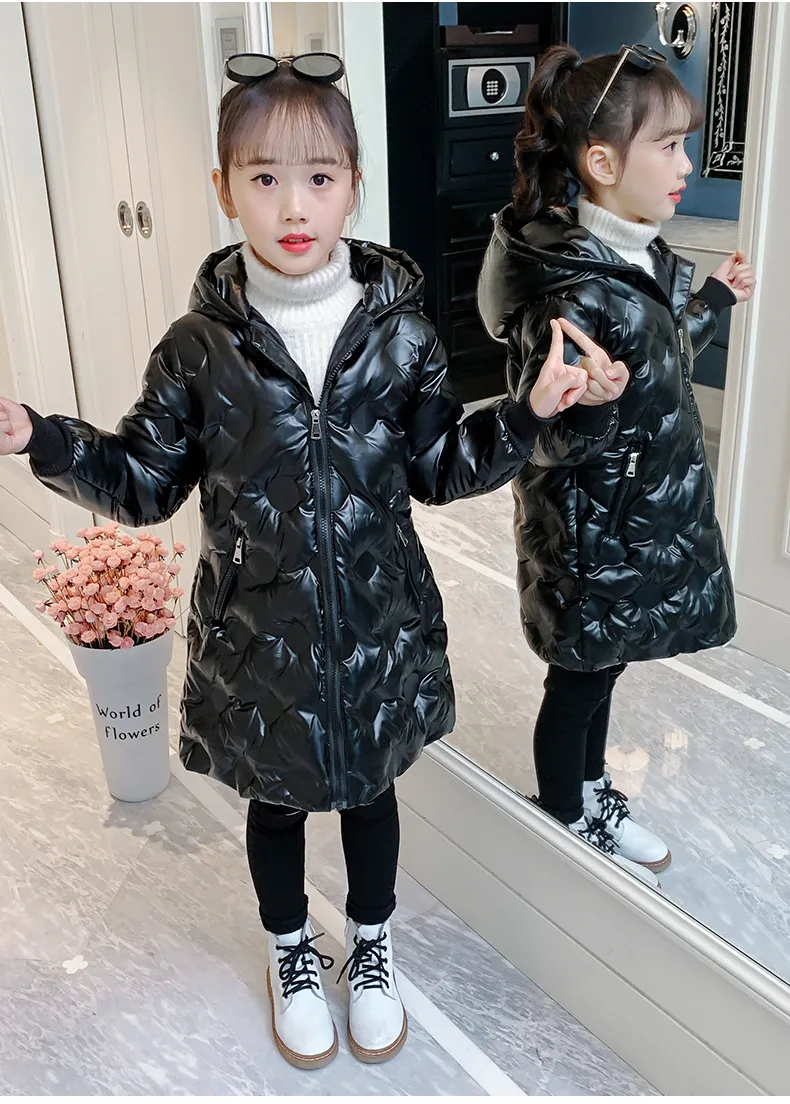 Kid's Clothing Girls cotton coat 2024 new winter thickened stylish small cotton coat children's bright leather wash free down cotton coat_voghion.com
