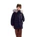Kids' Waterproof Puffer Jacket With Faux Fur Hood – 90% White Duck Down Coat (120-160cm) – Sporty Color-Block Design For Boys (Black/Navy)_voghion.com