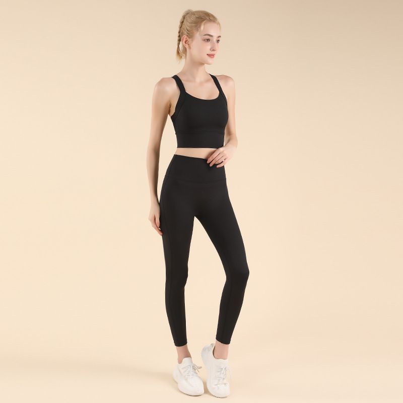 Color-Block High-Srengh Finess Se For Women, Cross-Back, High-Wais, Hip-Lifing, Pilaes, Running, Tigh Yoga_voghion.com