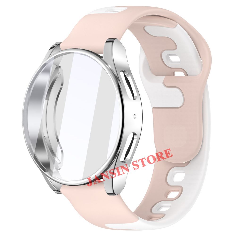 20mm Silicone Strap + TPU Case For Samsung Galaxy Watch 7 6 5 4 40mm 44mm Splicing Two Colors Sports Band For Galaxy 7 6 Correa_voghion.com