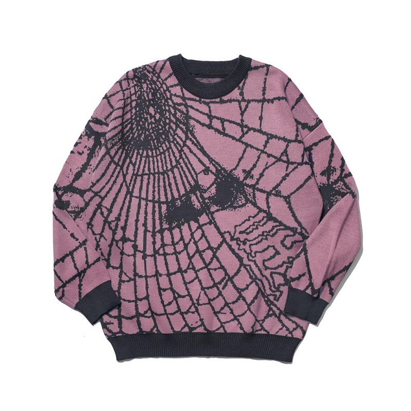 Pull ample à col rond décontracté personnalisé en tricot imprimé automne hiver 2023 pour hommes et femmes_voghion.com