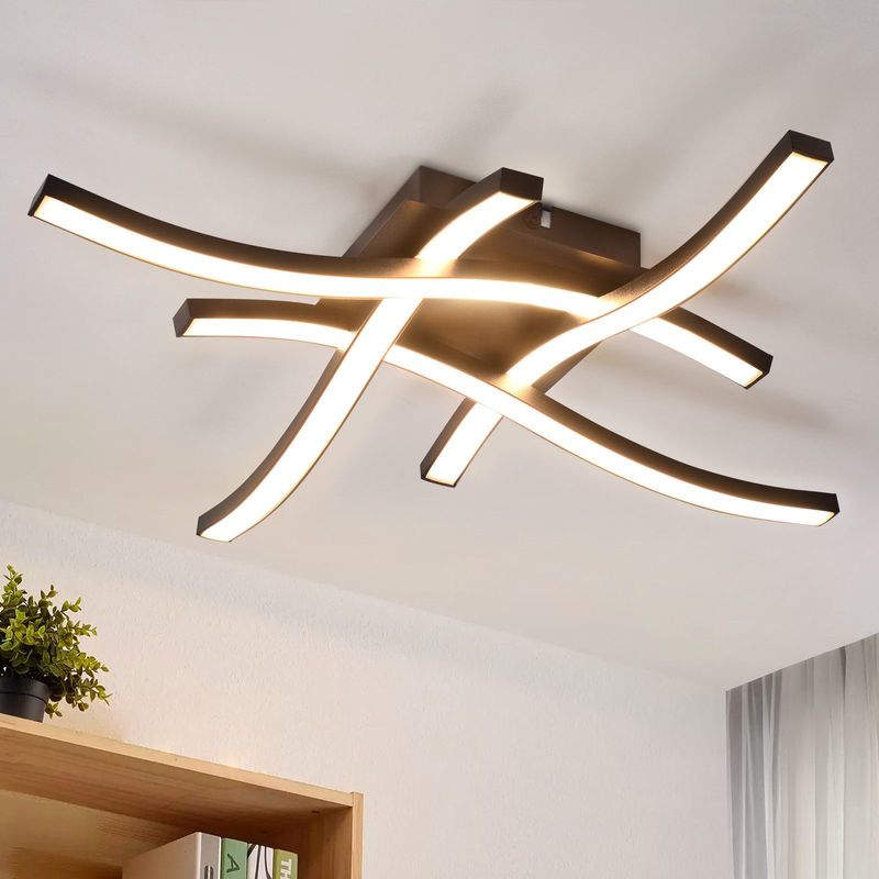 Deckenlampe LED Deckenleuchte Schwarz - 24W Wohnzimmerlampe 3000K Warmweiß Modernes Design Schlafzimmerlampe Metall Küchenlampe Für Flur Büro Esszimmer_voghion.com