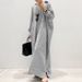 Cross Border 2025 Southeast Asia New Cotton And Linen Striped Cardigan Loose Large Size Temperament Commuter Dress Female_voghion.com
