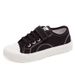 New Style Boys And Girls White Canvas With Biscuit Sole, Breathable Soft Sole Board Shoes, Silent Student Black_voghion.com
