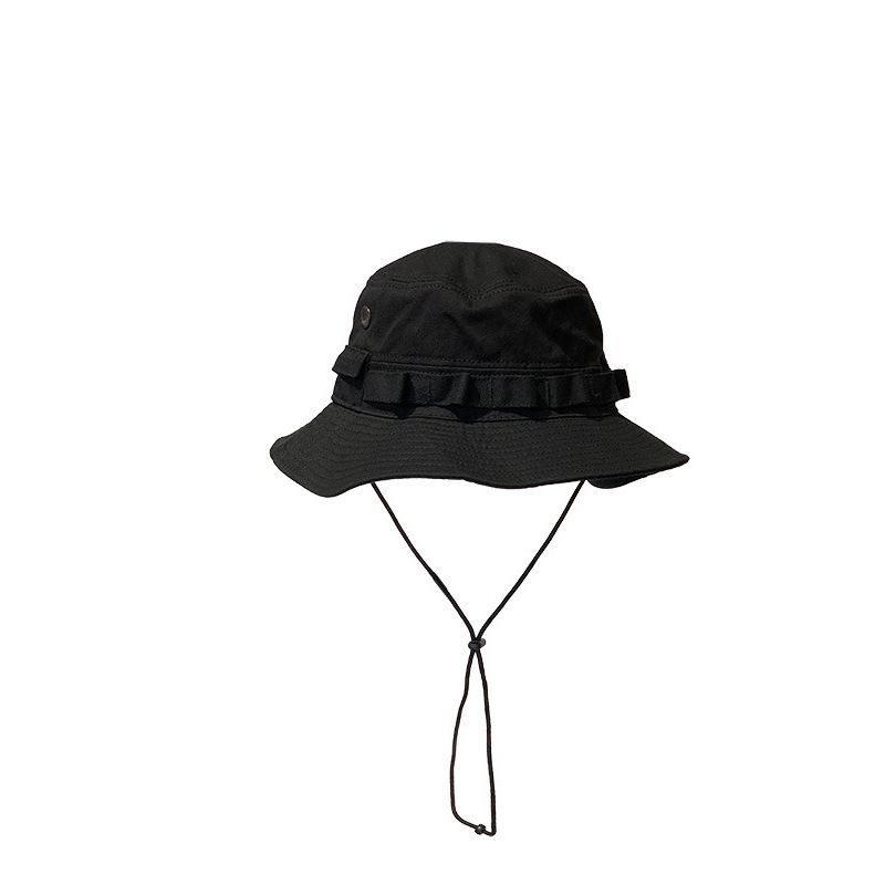 Heißer Verkauf 2024 Neuer Taschendesign-Trend Retro Street Function Bucket Hat Männer und Frauen Kordelzug Verstellbarer großer Dachvorsprung Sonnenschirm_voghion.com
