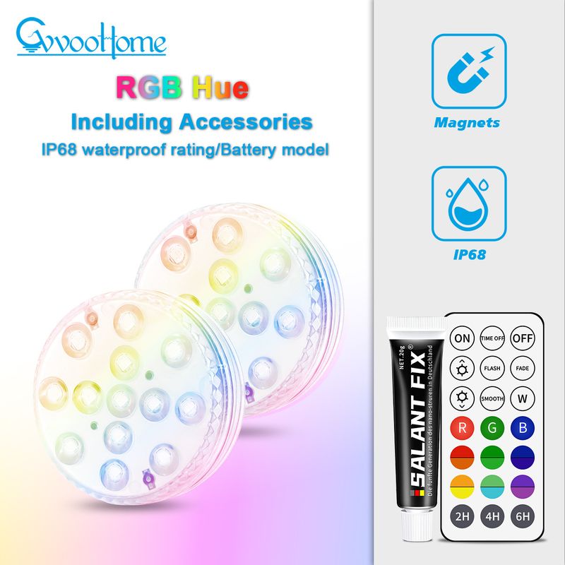 Battery Powered LED Pool Light RGB Magnetic Pool Wall Light With Long Battery Life_voghion.com