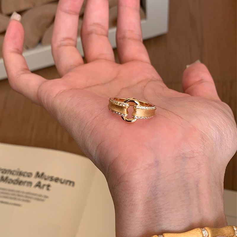 with A Zircon Vintage Brushed New Female Court Style, Delicate, Simple, High-end, Versatile Index Finger Ring Style, Delicate, Simple, High-end,_voghion.com