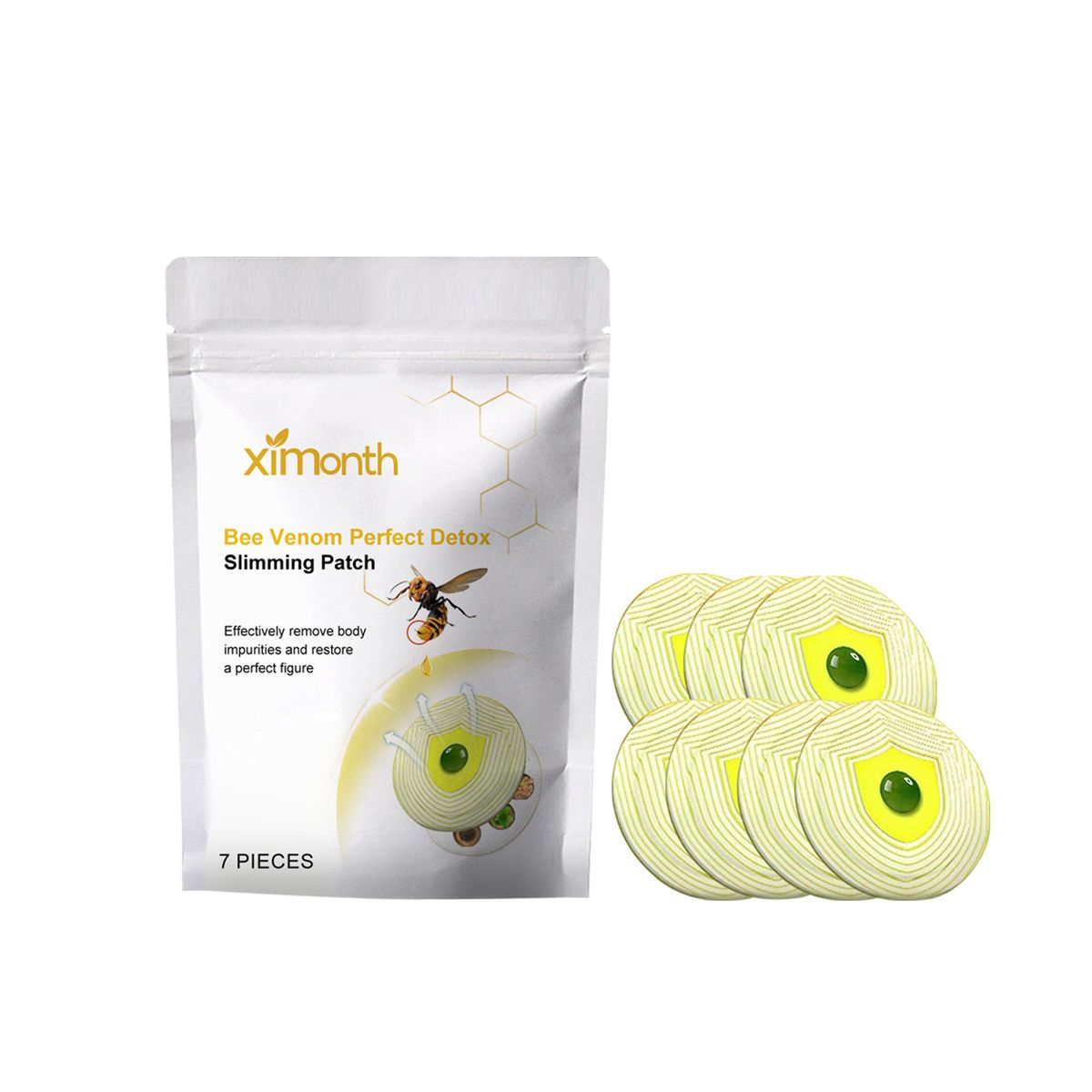 Ximonth Bee Venom Lymphe Minceur Façonnage Forme Serrée et Légère Culte Abdominal Patch Corporel en Fibres de Viande_voghion.com