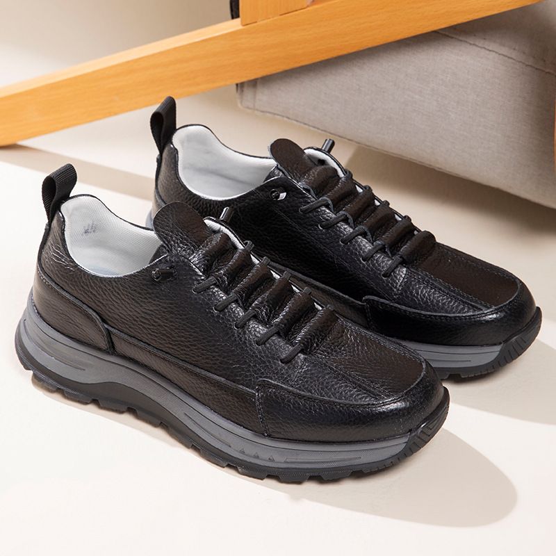 Men's Leather Shoes Casual Sports First Layer Cowhide Versatile Comfortable Simple Trendy Sole Soft Surface Slip-On_voghion.com