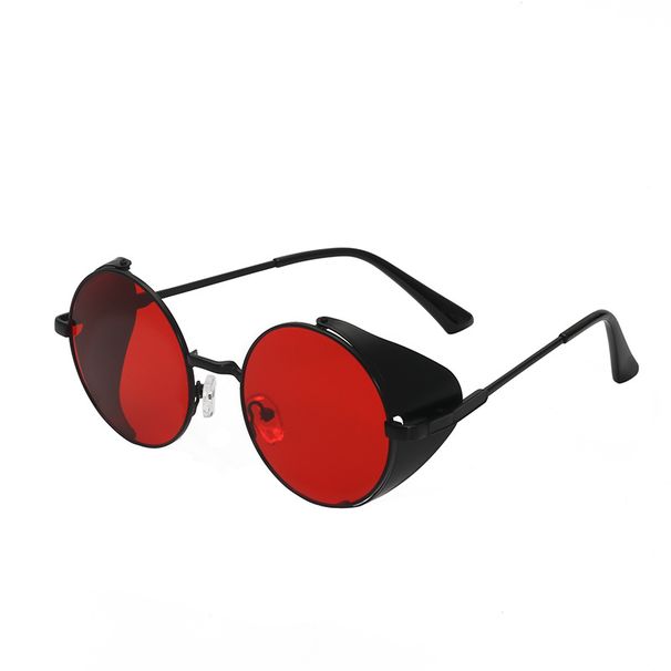 Retro Hemmed Round Frame Sunglasses For Men Round Frame Punk Style Sunglasses For Men Sunglasses_voghion.com