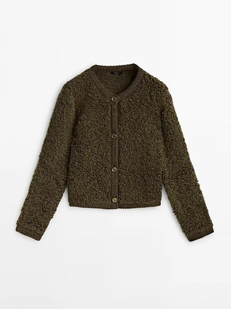 2024 Autumn New Women's Button Decoration Woolen Loop Yarn Knitted Open Front Coat w063 2822_voghion.com