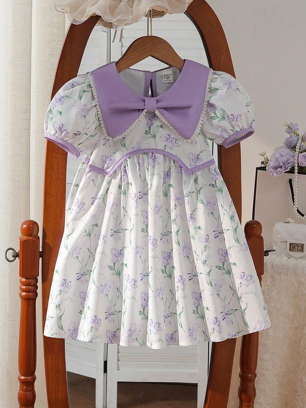Vestido floral para niñas, verano 2025, nuevo vestido de princesa de manga corta para niñas coreanas, ropa fresca para niñas, falda_voghion.com