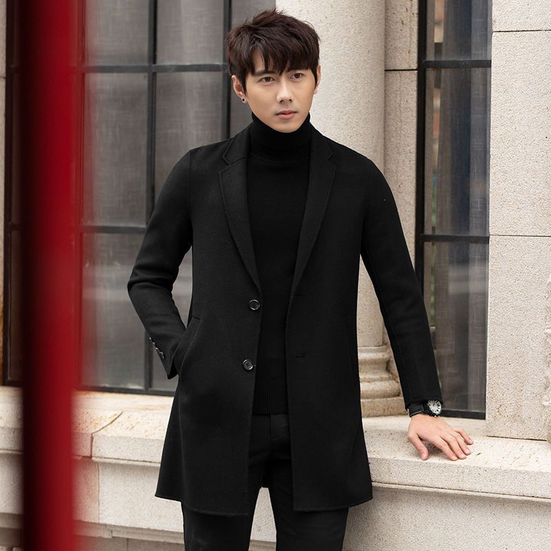 Men's Premium Wool Blend Overcoat - Stylish Long Coat With Double-Faced Cashmere, Relaxed Fit For Winter, Business Casual & Daily Wear_voghion.com