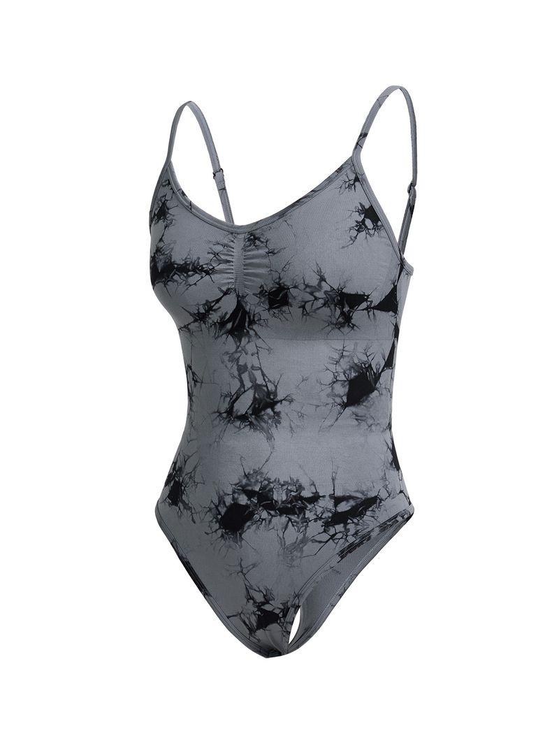Women's Clothing Seamless Chest Ruched Bodysuit With Thin Straps And Beautiful Back Sexy Jumpsuit Triangle Jumpsuit Tie Dye Yoga Suit_voghion.com