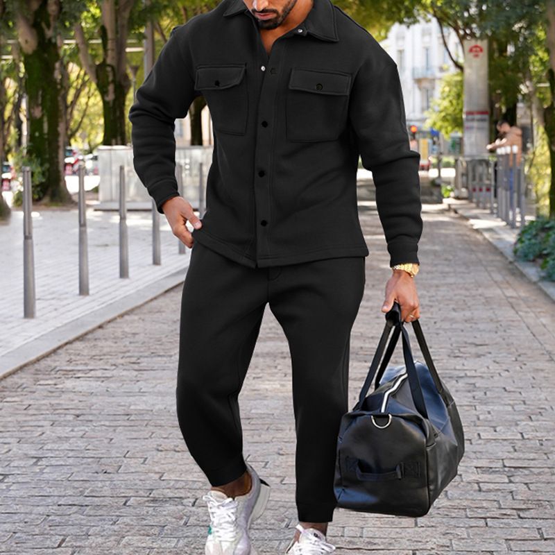 Man's clothing Fashion jacket men's suit Suede single-breasted solid color slim-fit two-piece suit for men_voghion.com