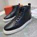CL Herren High Top Rote Sohle Schuhe Seegurke Sternennieten Echtes Leder Atmungsaktiv Lässig Trendy Sneakers Europäisch_voghion.com