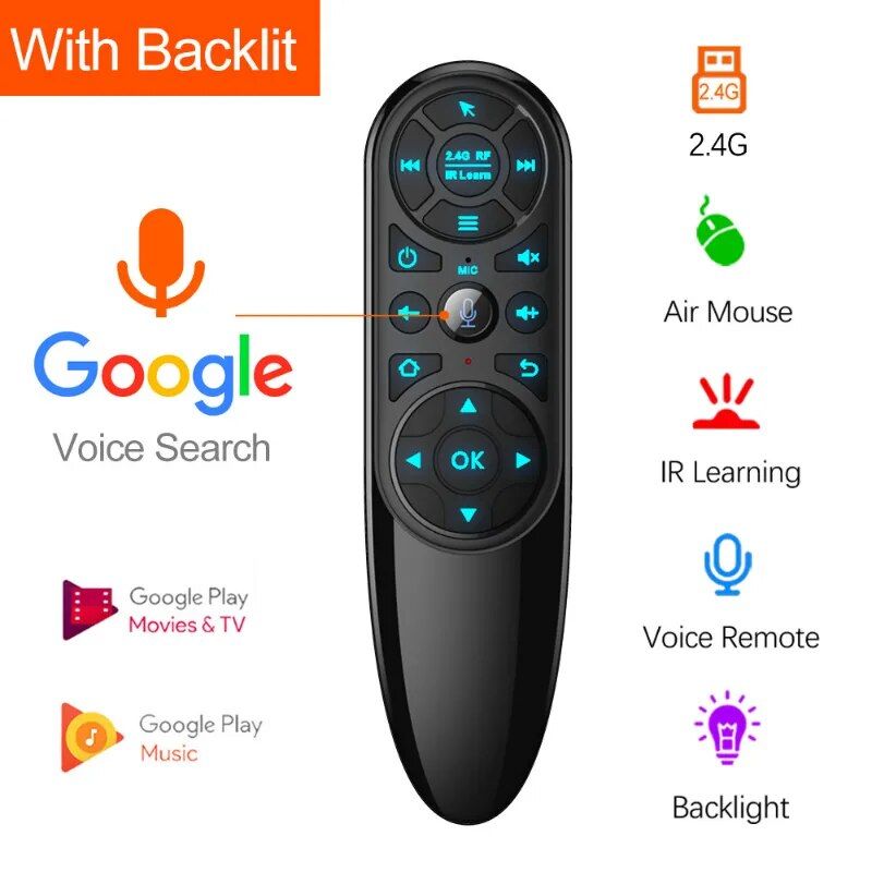 Q6 PRO télécommande vocale 2.4G souris aérienne sans fil avec Gyroscope rétro-éclairé apprentissage IR pour Android TV Box H96 MAX X96_voghion.com