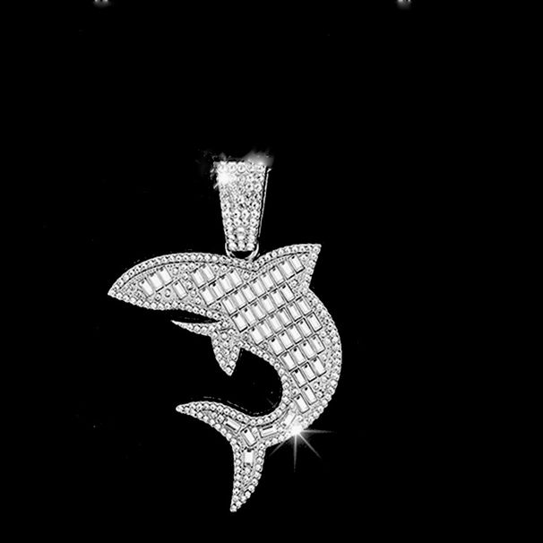 Collier unisexe avec pendentif requin, design original, chaîne torsadée en diamant, style cube de sucre, bijoux tendance_voghion.com