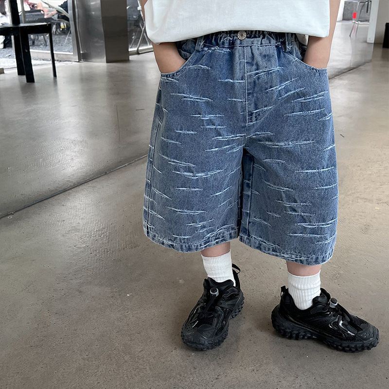 Mother & Kids 2024 children's summer clothes children's clothes casual baby jeans Korean version jacquard boy shorts trend_voghion.com