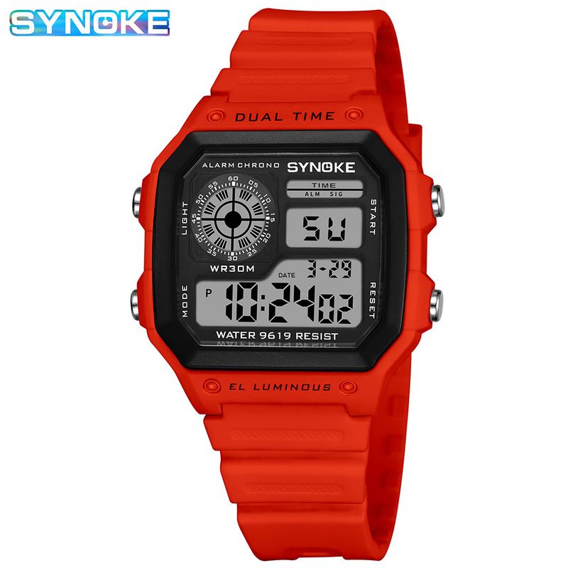 SYNOKE elektronische Uhr leuchtende wasserdichte Sport-Herren-dünne quadratische klassische Studentenuhr Südostasien-Markt_voghion.com
