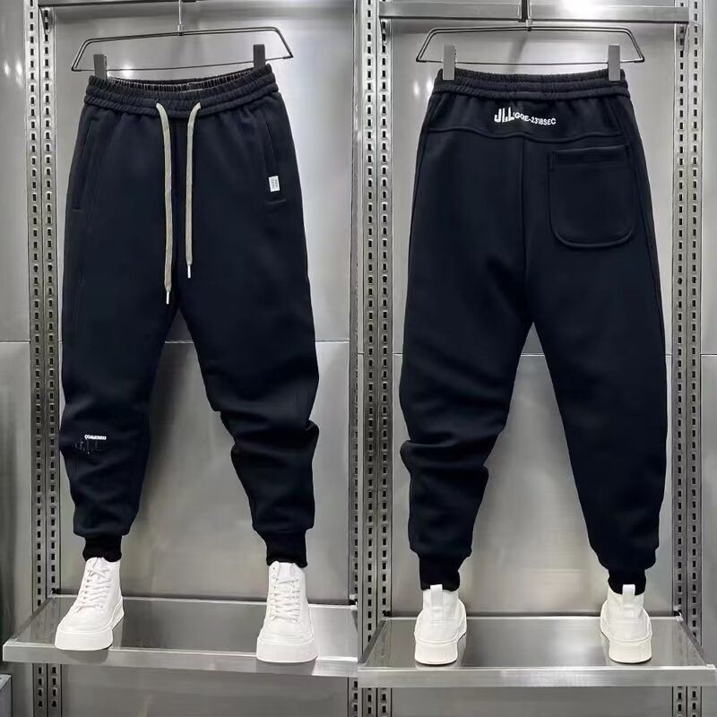 Men's Clothing Spring fashion brand European standing ankle sports sweatpants men's letter embroidery stitching drawstring slim fit casual pants men_voghion.com