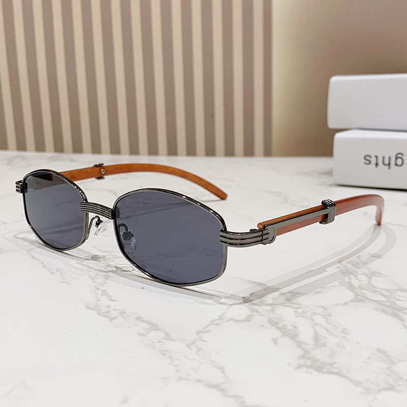 Nei Holzmaserung Männer- a Fraen High-End Trend Sonnebrëller, Modesch kleng Këscht Sonnebrëller_voghion.com