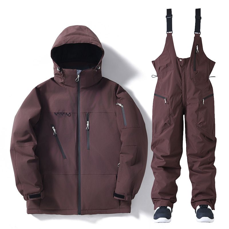 Unisex Korean-Style Ski Outfit Set – Thermal Insulated Waterproof Snowboarding Jacket & Pants_voghion.com