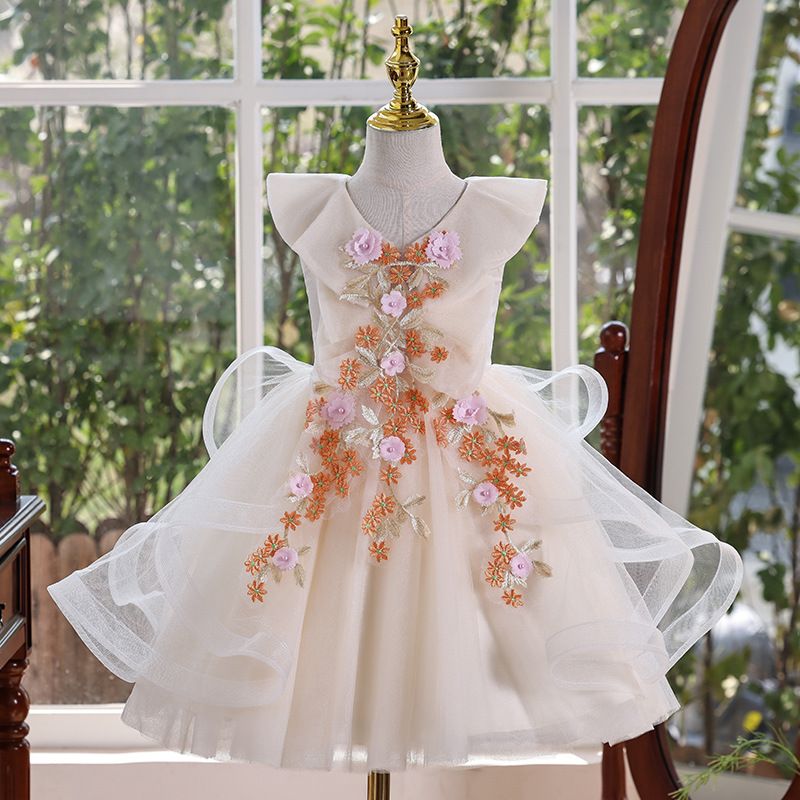 2025 Dziewczęca sukienka w nowym stylu Księżniczka sukienka Letnia sukienka Flower Girl Wedding Host Performance Costume Tutu Spódnica_voghion.com