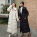 Slim-Fit Longline Puffer Coat – Korean Winter Parka With Hood (White/Khaki/Green/Black, M-XXXL)_voghion.com