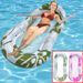 New Printed Inflatable Floating Row Foldable Backrest Swimming Ring Inflatable Floating Bed Water Lounge Chair Inflatable Net Floating Row_voghion.com