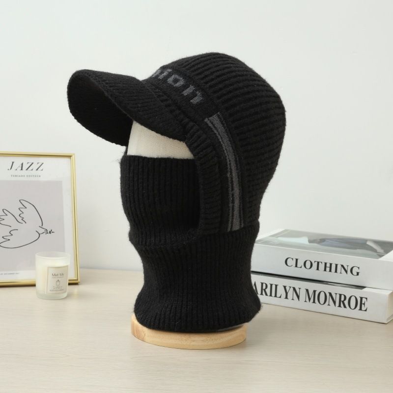 Bonnet polaire tricoté pour homme, coupe-vent, une pièce, pour l'hiver, pour le cyclisme en plein air, en laine, thermique_voghion.com