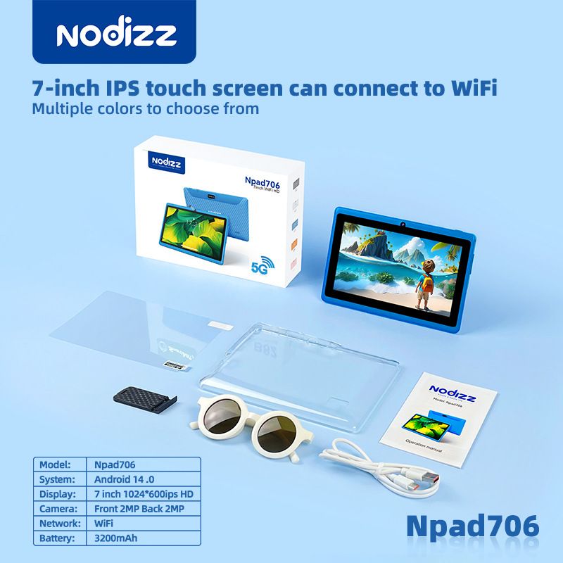 Npad702 Kids Learning Tablet - 7" Android WiFi Educational Pad With Parental Control, Preloaded Learning Apps, Games & EBooks_voghion.com