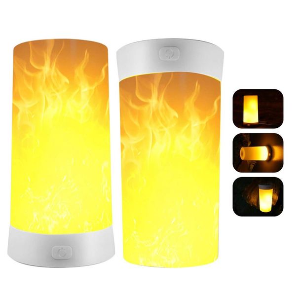 LED Flame Effect Light, Magnetic Flameless Candle Bulb Lamp with 4 Modes, Waterproof USB Rechargeable Flickering Flame Lantern_voghion.com