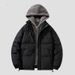 Plus Size Two-Piece Jacket For Men Winter Loose Casual Thickened Fleece Cotton Coat With Hood_voghion.com