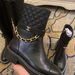 Small Fragrant Style Women's Boots 2022 Spring and Autumn New Metal Chain Rivet Checker Short Boots Side Zipper Thick_voghion.com