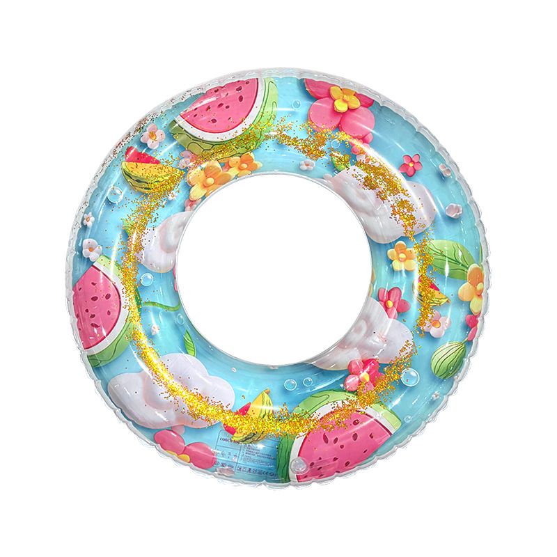 Cartoon Strawberry Inflatable Ring - Thickened PVC Swimming Float For Beginners & Adults (Glitter Design Water Play & Pool Safety)​_voghion.com