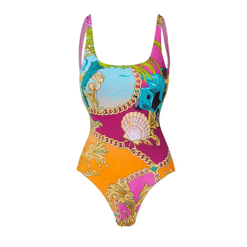 Maillot de bain une pièce imprimé dessin animé pour femme, couleur contrastée - Maillots de bain tendance_voghion.com
