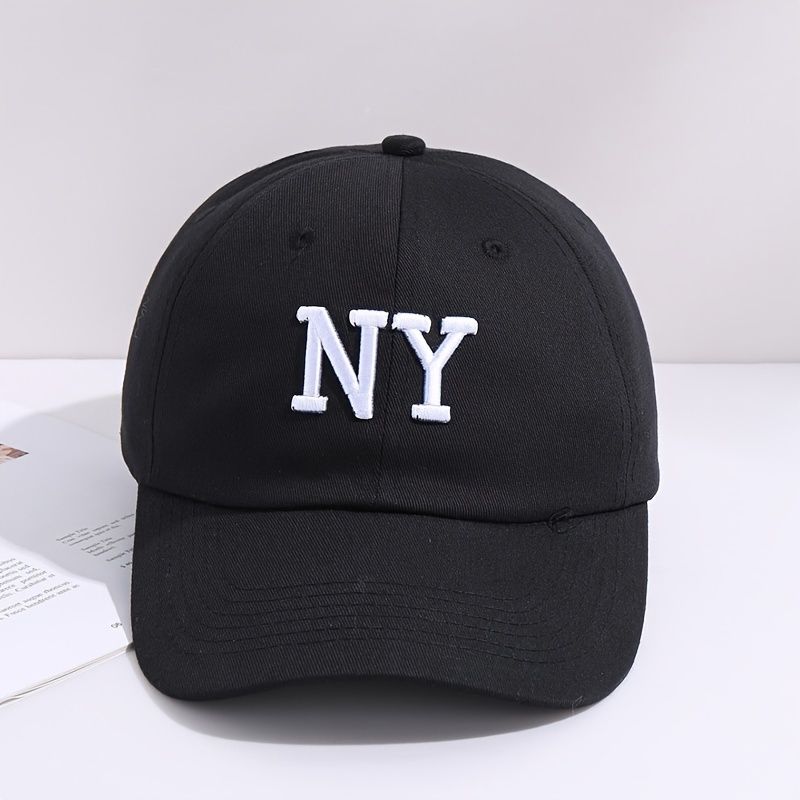 Simple NY Embroidered Baseball Cap Trendy Solid Color Unisex Dad Hat Lightweight Adjustable Sun Hats For Women Men_voghion.com