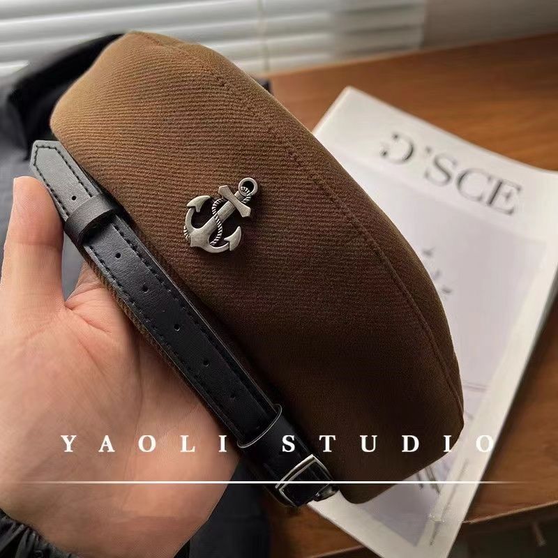 Brytyjski beret w stylu Maillarda w stylu retro, kotwica, koreański projektant, funkcjonalny kapelusz malarza_voghion.com