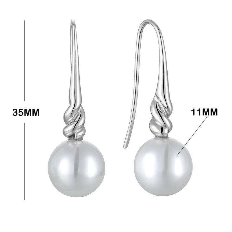 Brincos clássicos de pérolas geométricas em prata esterlina S925_voghion.com
