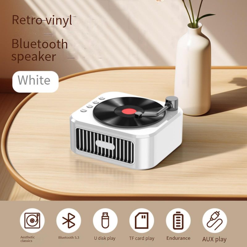Portable Speakers New Vinyl Record Player Retro Phonograph Audio Bluetooth Speaker Portable Gift_voghion.com
